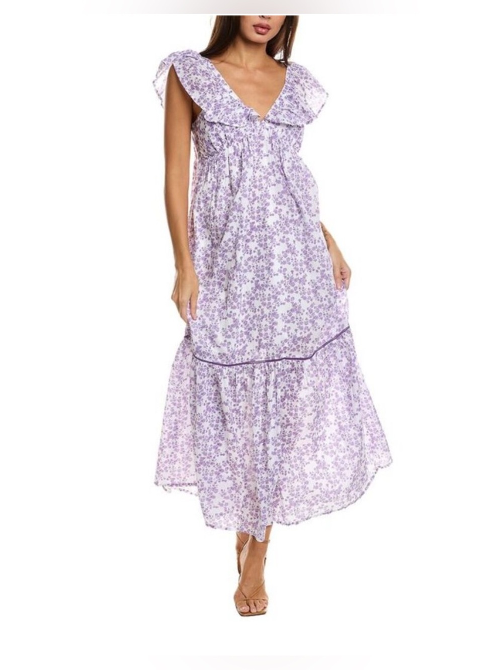 Anthropologie Ro's Garden Jasmin Maxi Dress Purple Floral Size Medium